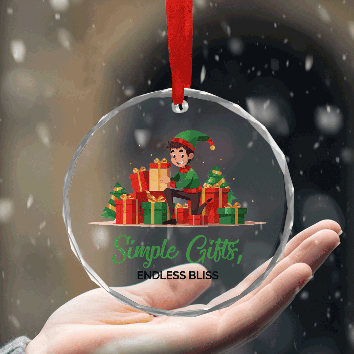 Christmas Elf Gift Helper | Spread Festive Cheer with Holiday Gifts | Glass Ornament